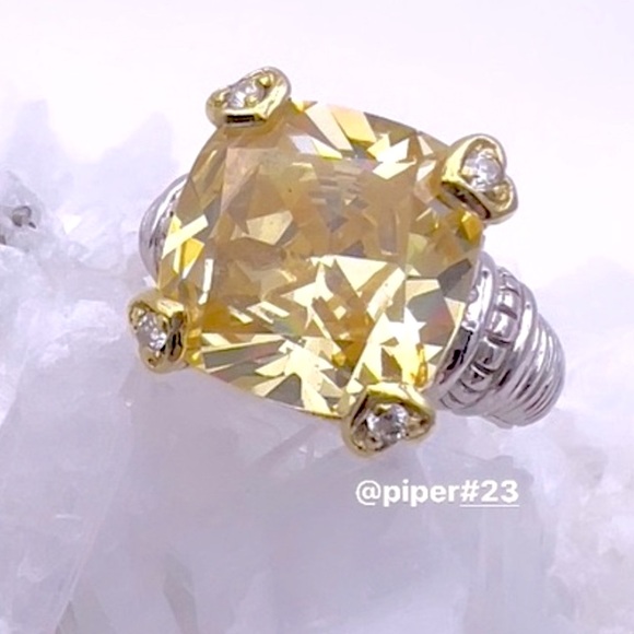 Judith Ripka Canary Crystal & Diamond JR TWO Fontaine Cocktail Ring - 7 - Picture 3 of 11